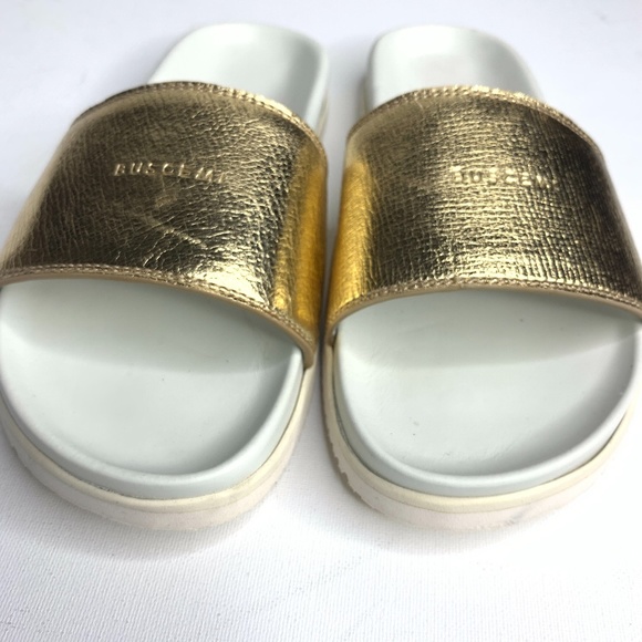 Buscemi Women's Metallic Gold Leather Slide Sandal - Picture 5 of 7